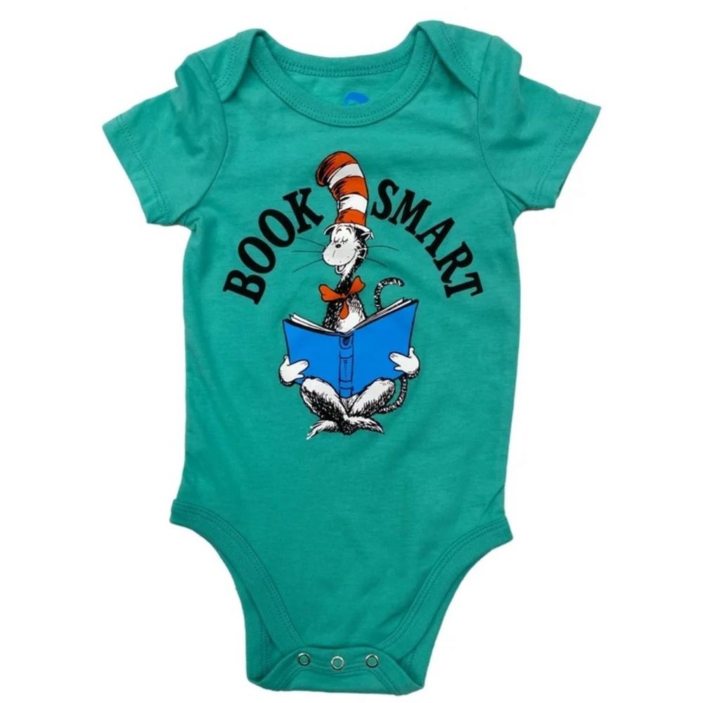 Dr. Seuss One Piece Teal Infant Cat in the Hat Bodysuit 0-3 M